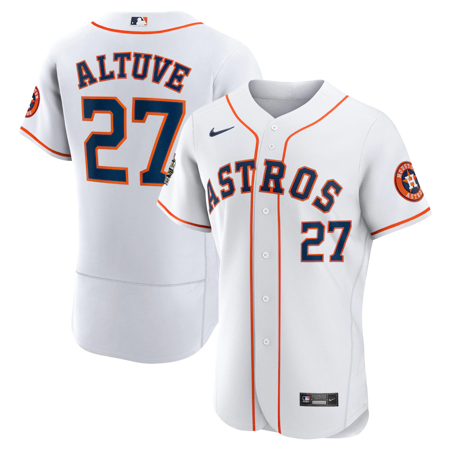 Men Houston Astros #27 Jose Altuve Nike White 2022 World Series Home Authentic Player MLB Jersey->customized nfl jersey->Custom Jersey